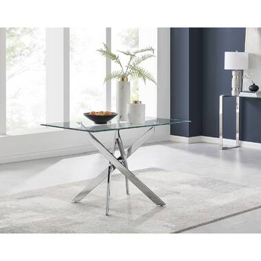 4 seater dining table online design with glass top